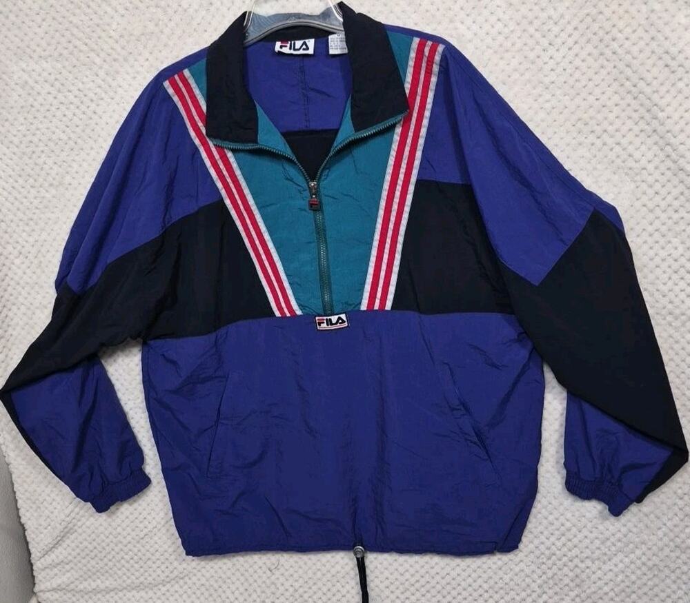 Vintage FILA Windbreaker Jacket Mens M Colorblock Nylon 80s 90s Made Taiwan